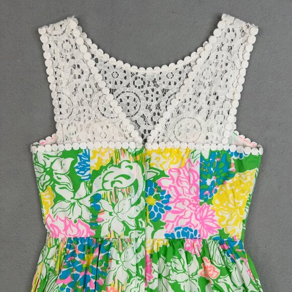 Lilly Pulitzer Dress Womens 0 Bright Colorful Hibiscus Stroll Raegan Lace Resort - Picture 6 of 16